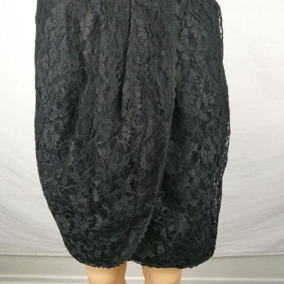 Nu by Mark Anthony Black Floral Lace Faux Wrap Sleeveless Little Dress Small - Picture 3 of 8